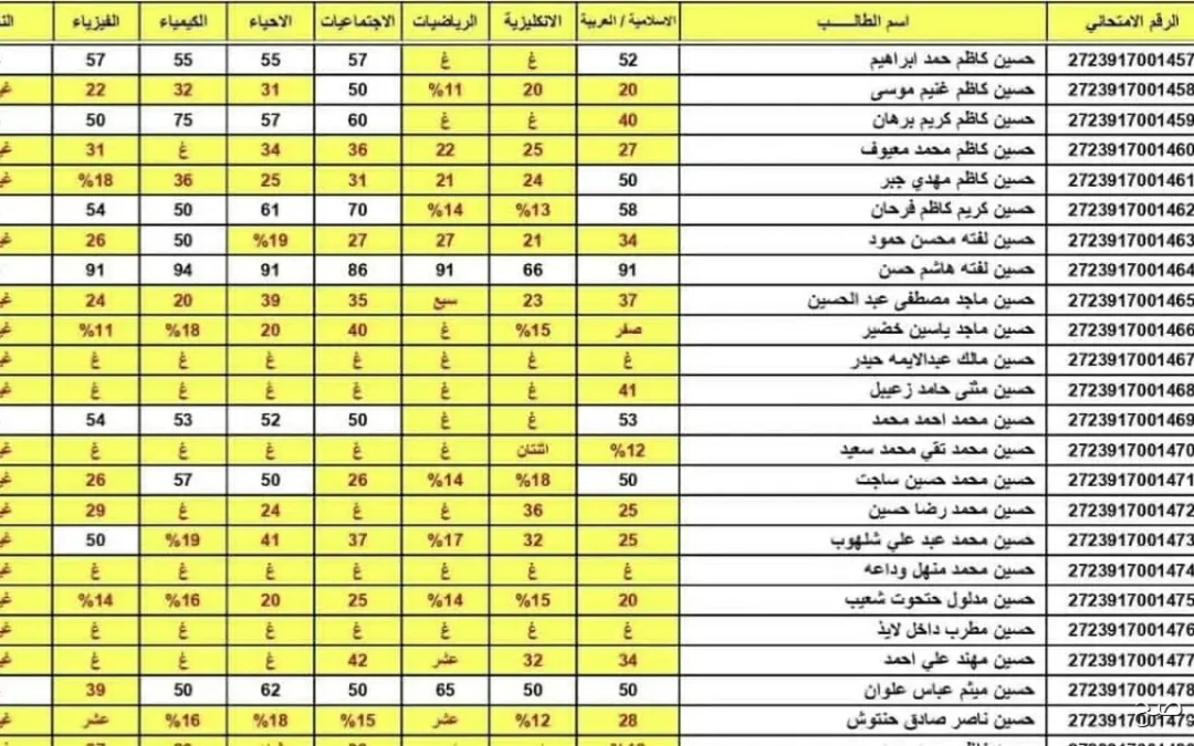 نتائج السادس الاعدادي 2025 الدور الثاني